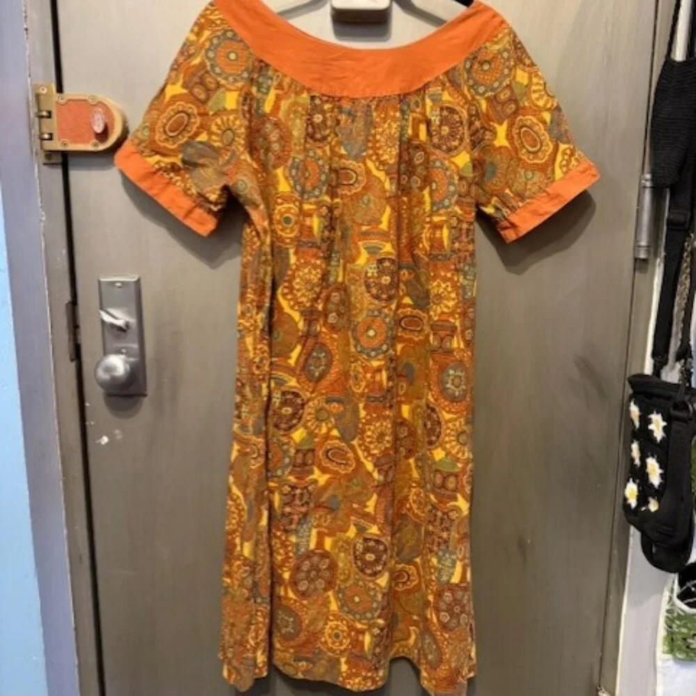 Vintage 70’s Boho paisley African print A-line swing Mini Dress - Picture 1 of 16